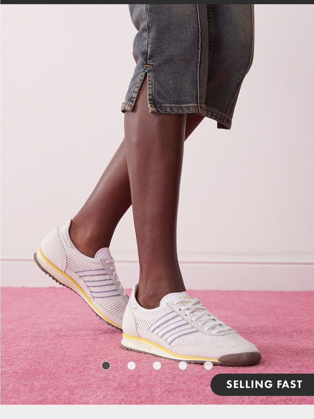 adidas Light Pink and Yellow Knit Casual Sneakers